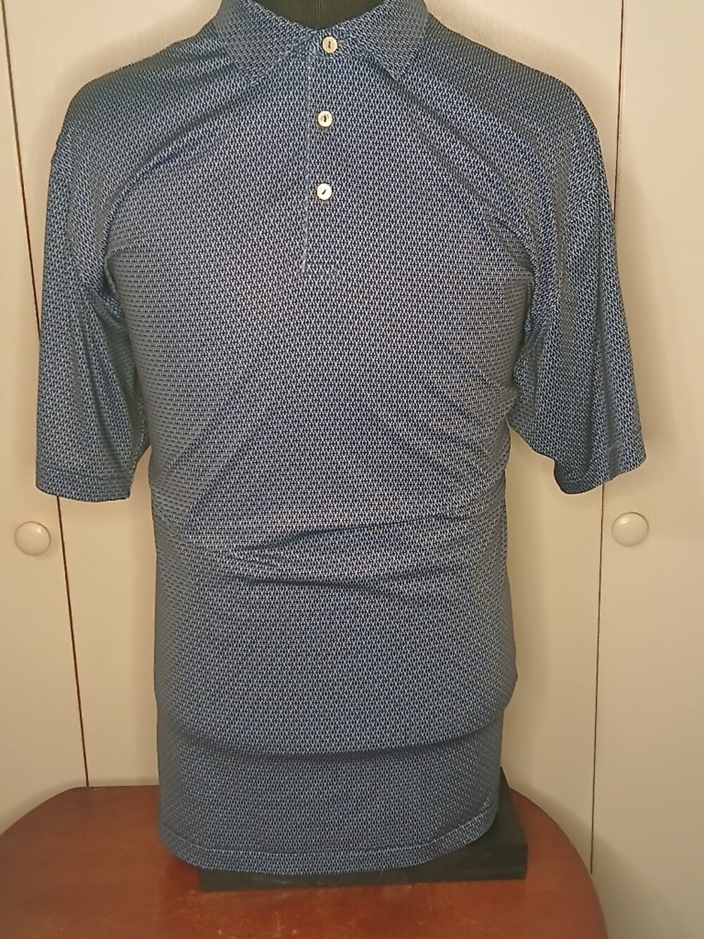 Peter Millar Summer Comfort XL Blue Geometric Print Polo (0925G)